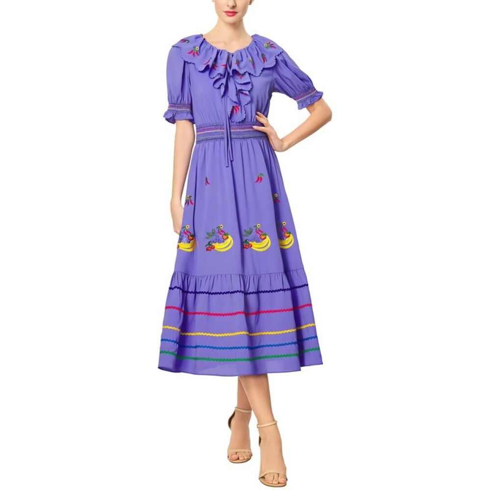 Brc By Burryco Womens  Short Sleeve Midi Dress, Purple